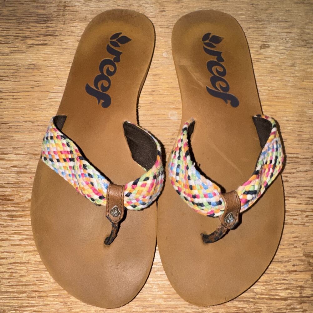 Reef Mallory size 9 braided flip flop thong sandal Boho Beachy Festival